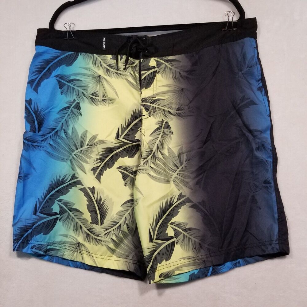 RS Surf Mens Large Board Shorts Multicolor Hawaiian Palm Swim Surf Beach Boat